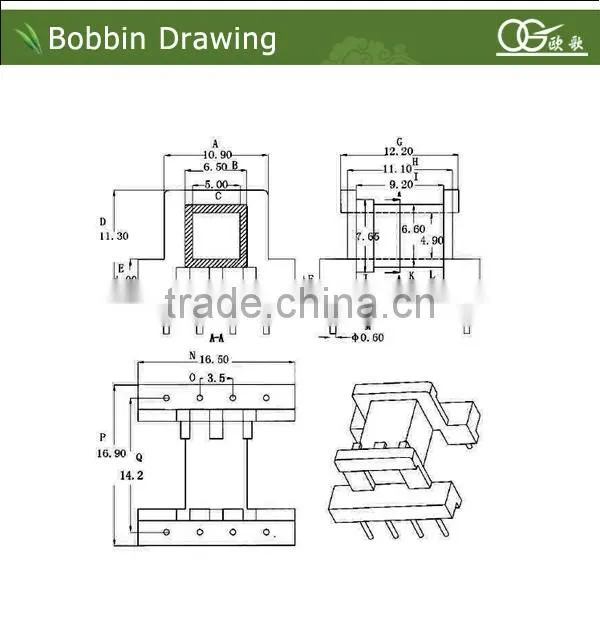 EF16 horizontal pin4:4 220v 12v 100kva transformer bobbin