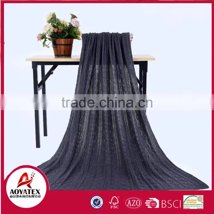 plain Knitting crochet 100% acrylic throw blanket with gift