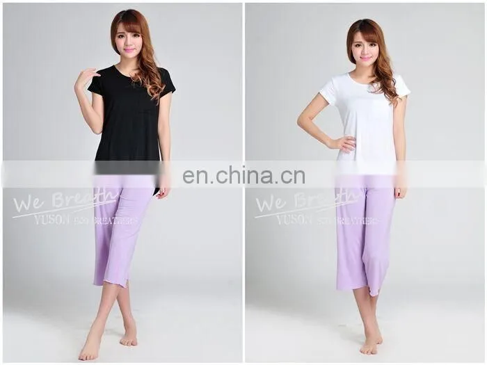 Ladies' Bamboo Pocket T-shirt Asymmetry Design Longer Back Short Front