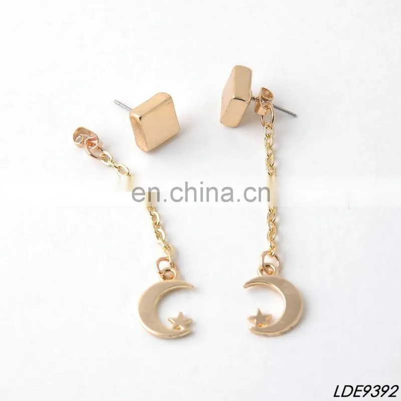 Star and moon studs square jakets earring