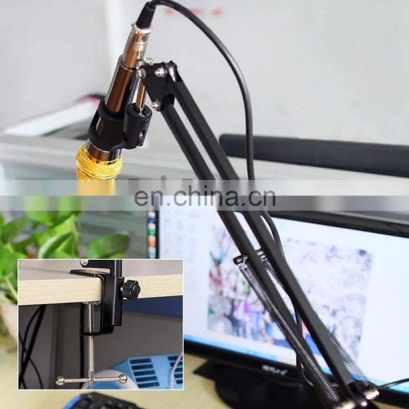 Professional Microphone Stand, Flodable Mic Stand Mic Arm Suspension Boom Scissor Arm Stand for Radio Broadcasting Studio