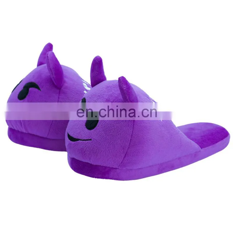 Dog face embroidered cute soft plush stuffed slippers