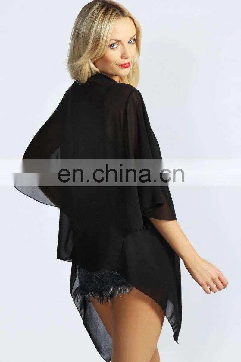 WATERFALL CHIFFON KIMONO Latest beach kimono soft polyester fabric embroidered kimono