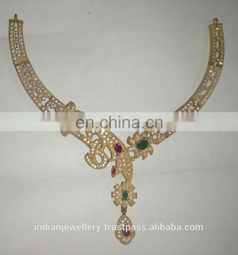 CZ jewelry necklace manufacturer,cubic zirconia necklace jewellery exporter