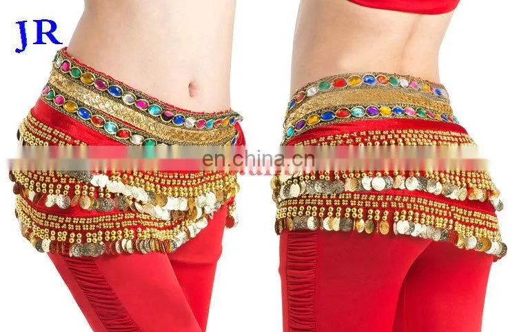 Indian belly dance hip scarf with gold coins Y-2033#