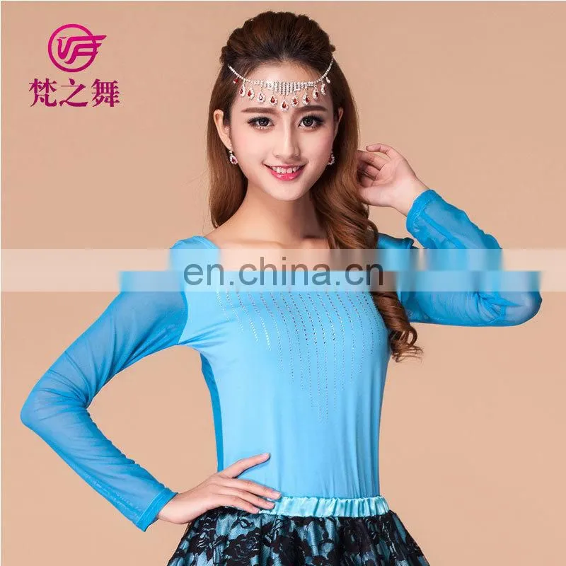 Long sleeves belly dance tops Sexy dance tops Western dance tops Belly dance practice top S-3071#