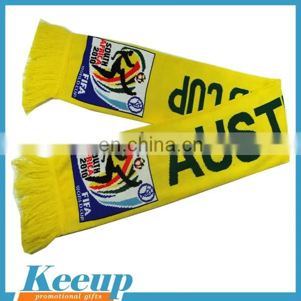 Hot Sale World Cup 2016 fan Scarf 100% Acrylic Knitting Football Fans Scarf