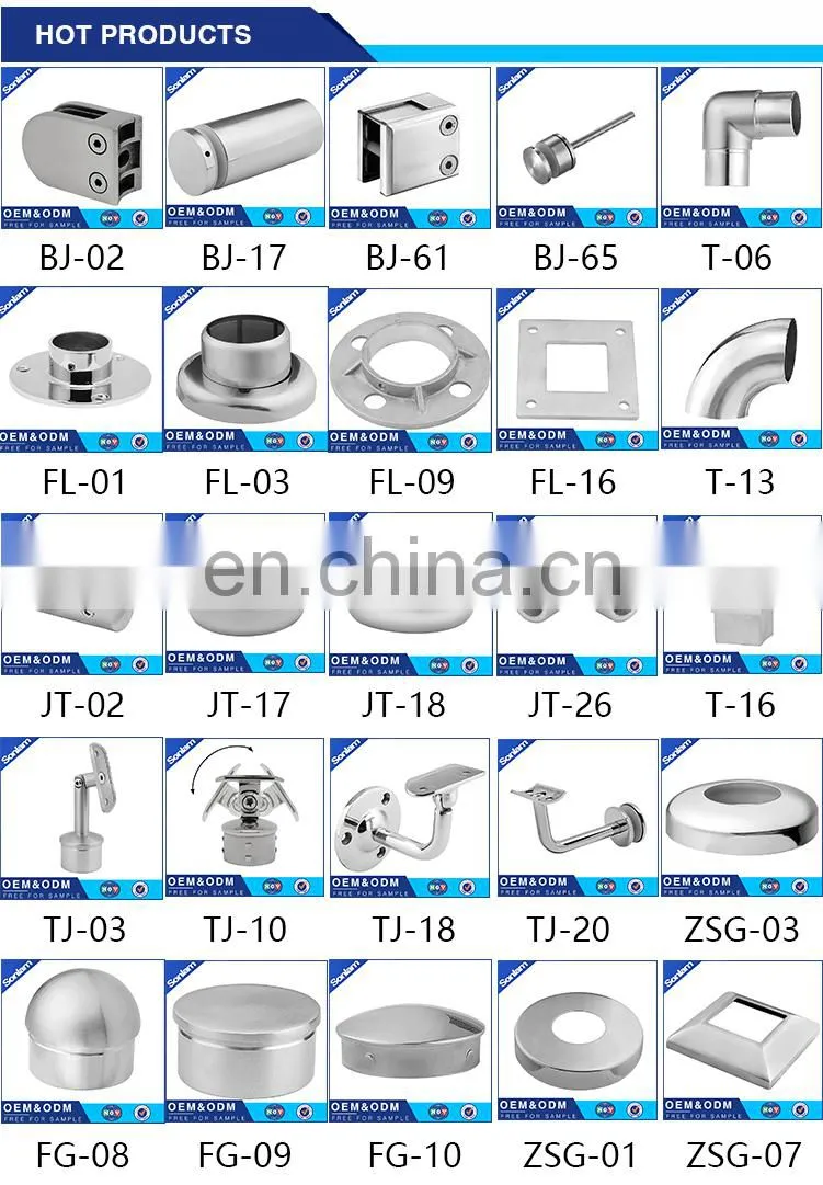 Stocked Stainless Steel 304 RTS Glass Pipe Floor Flange on Balustrade Handrail Fittings for 30.1mm 50.1mm