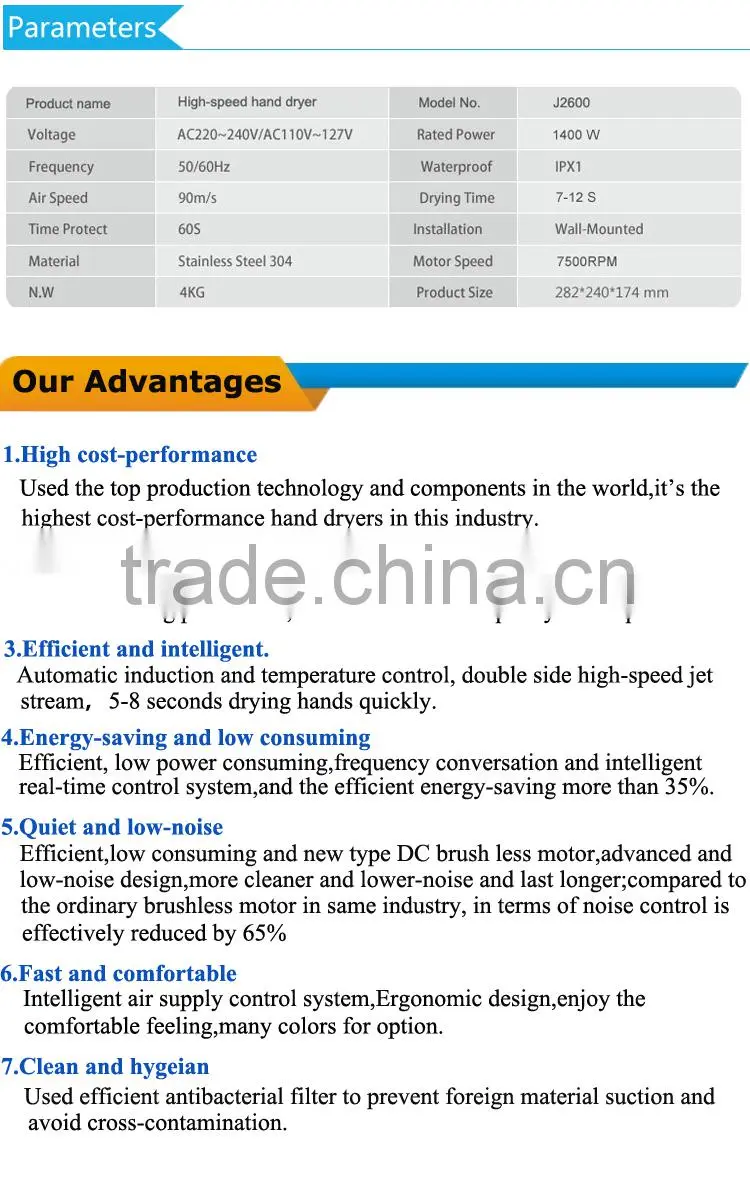 sanitary ware commercial hand dryer machine