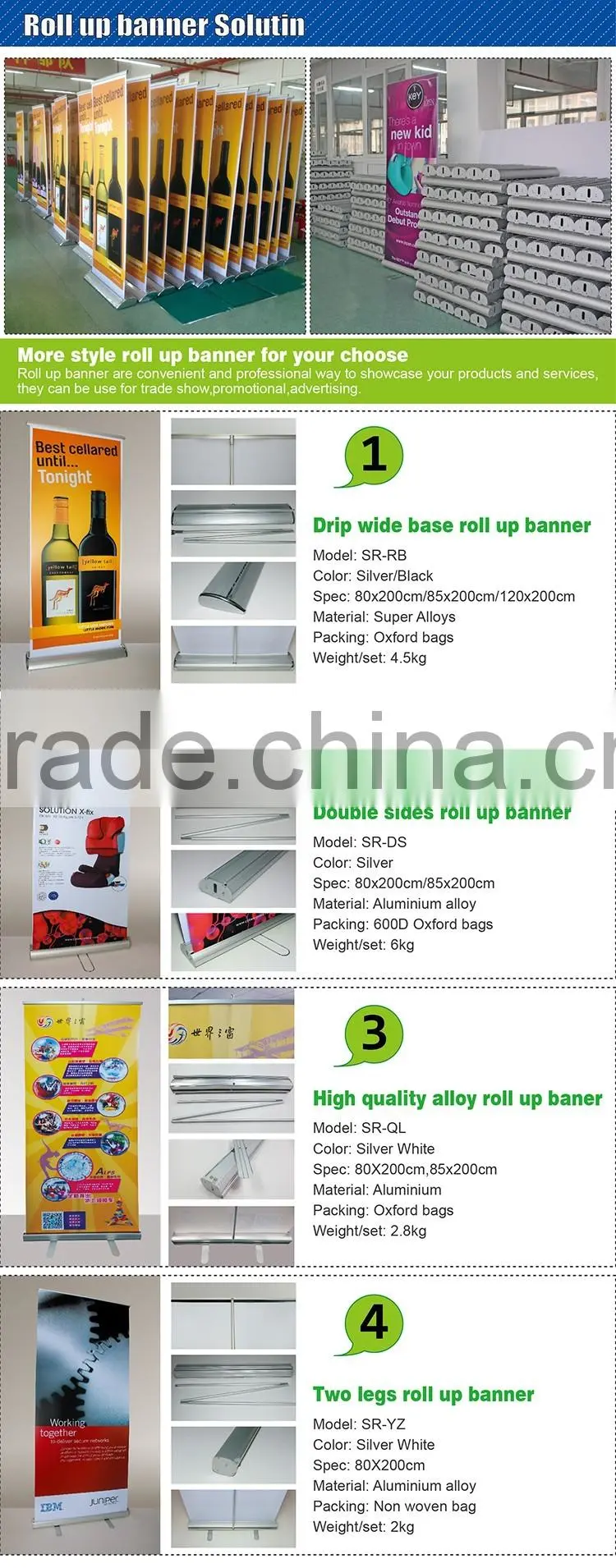 Luxury Silver Cap Wide Base Roll Up Banner Stand for Advertising D-0121