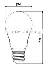 220v 12w 1050lm dimmable a60 led bulb lights
