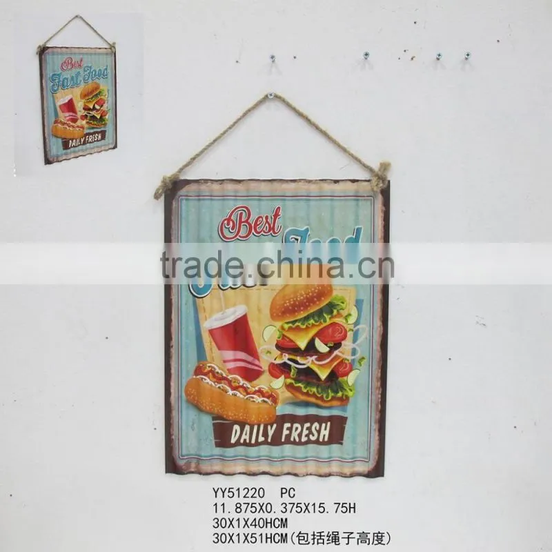 Factory vintage wave shape custom metal sign, metal wave tin plaque, factory advising plaque