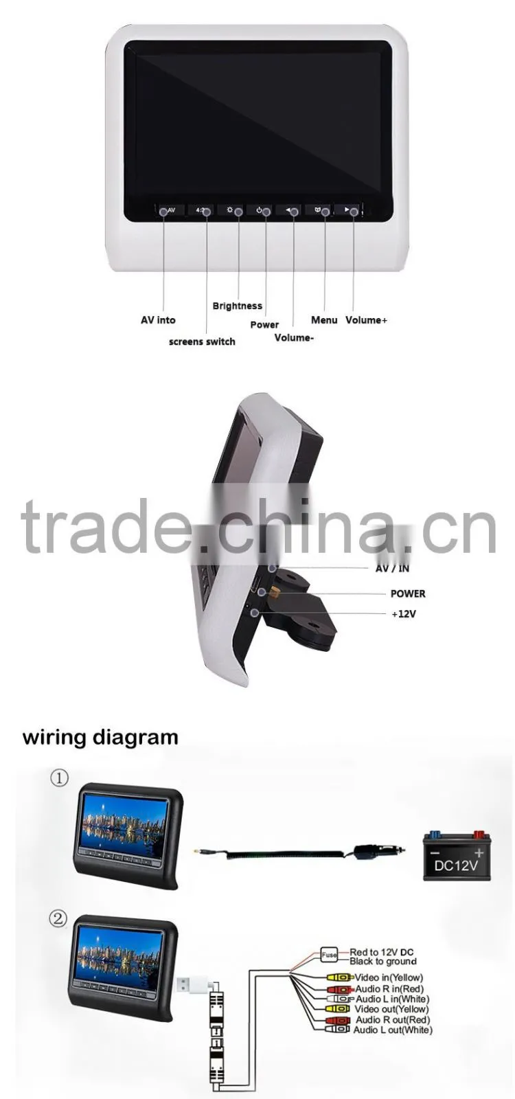 Best selling headrest 9 inch car dvd vcd cd mp3 mp4 player