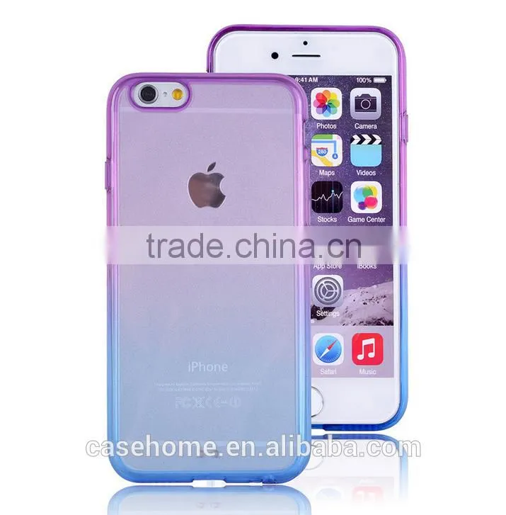 Plastic mobile phone case for samsung galaxy s6 gradient colors transparent tpu case cover