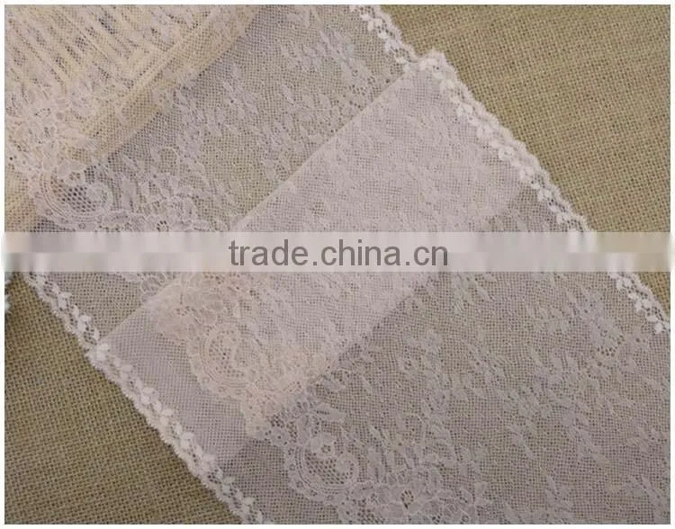 China Factory Fashion New Design Wide 9.64" Eslatic Skin Color Soft Spandex Nylon Warp Knitted lace trim