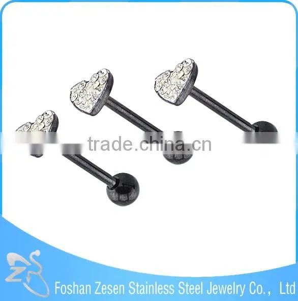 2016 new arrival surgical steel flashing crystal titanium anodized pentagram tongue ring