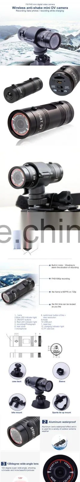 F9 mini dv sport outdoor fishing mini waterproof camera