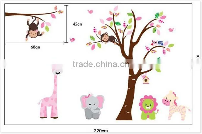 ALFOREVER hot sale the owl tree with other animals wall decals,kids owl decals