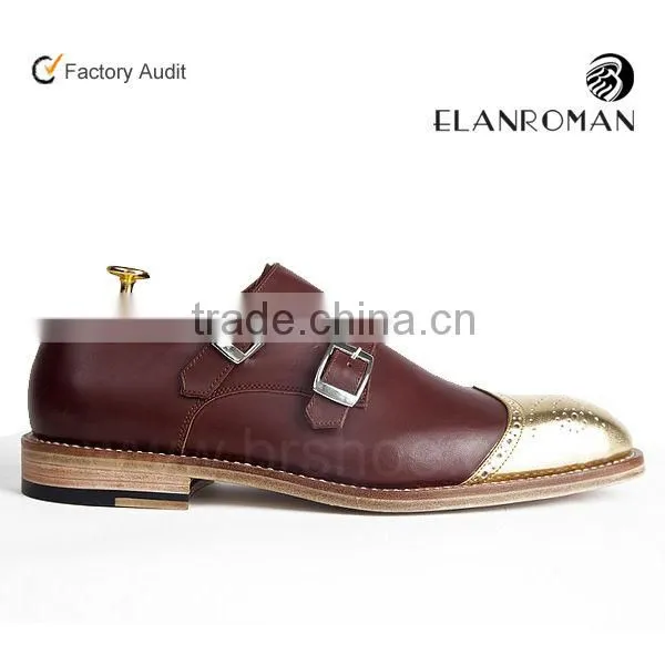 Dark brown color shinning leather monk strap shoe
