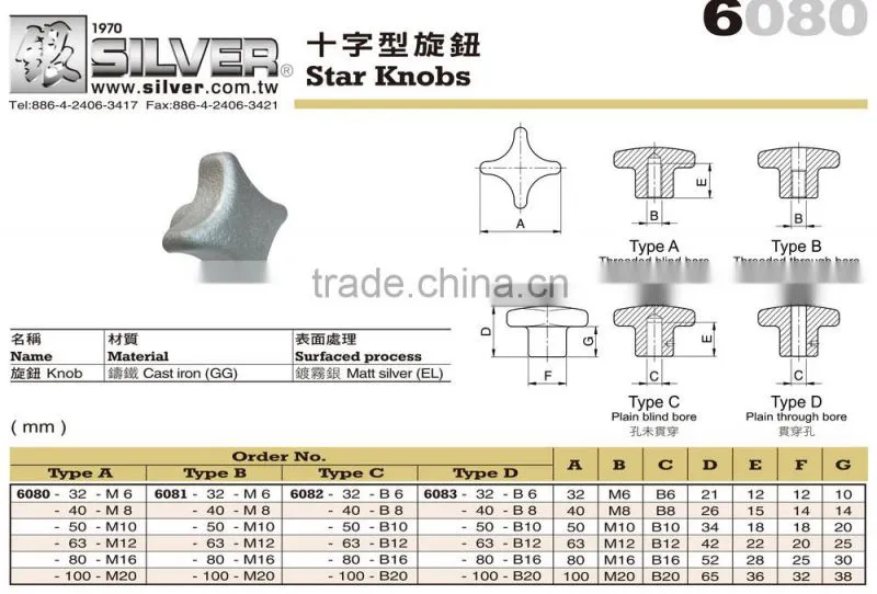 For Machine accessories and CNC Lathe Parts Cast Iron Star Knobs