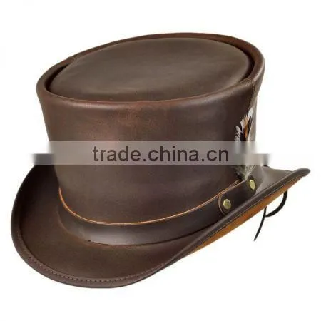 Pure Brown Leather Hat
