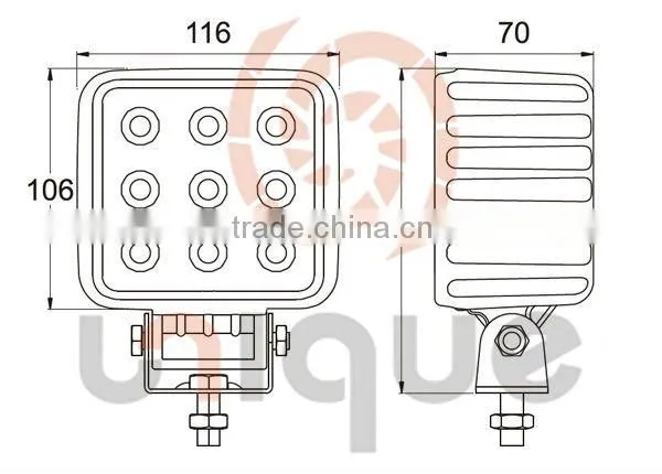 waterproof 12v 24v 27w led working lamp