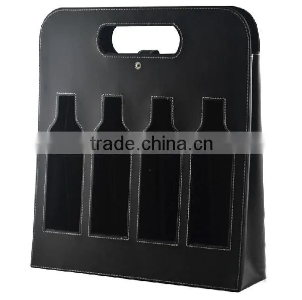 Exquisite Design Leather wine holder 4 bottle wine case