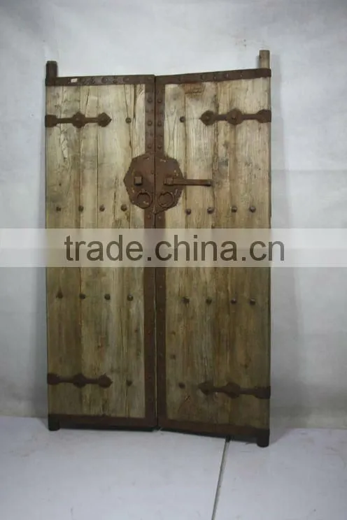 Chinese antique elm wood red garden door