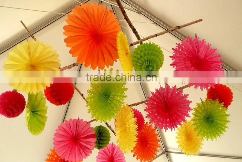 Fashional decorations paper fan for party wedding !!tissue paper fan decortions