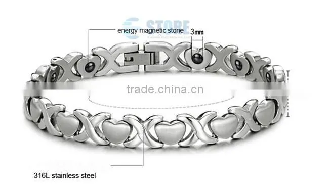 Heart Love Design Stainless Steel Bracelet/ Power Energy Balances Bracelet