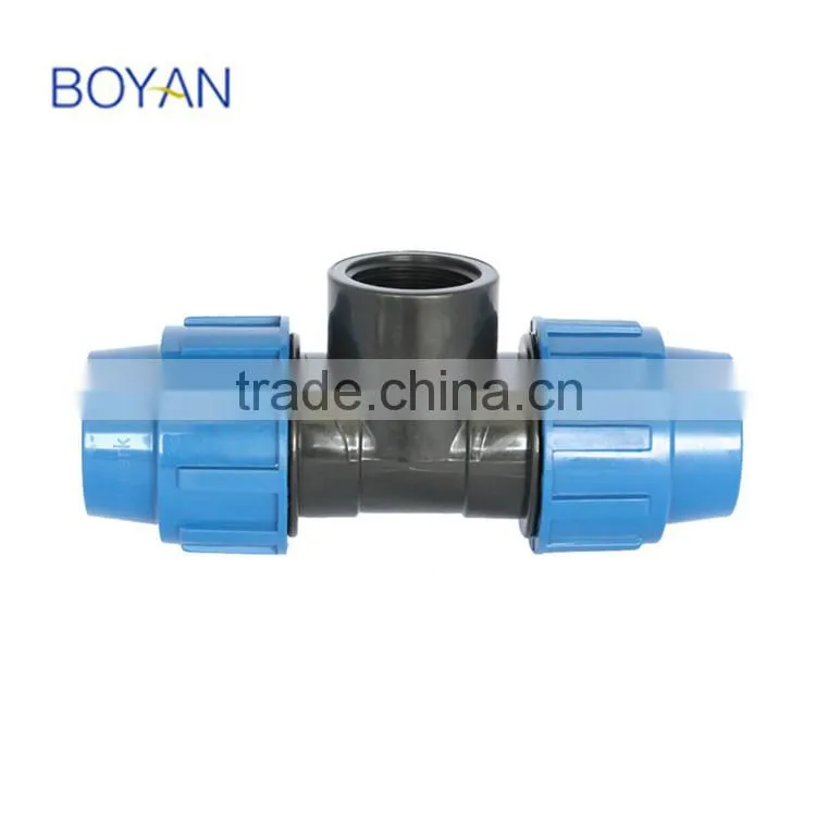 zhejiang plastic pipe fitting pp compression female tee