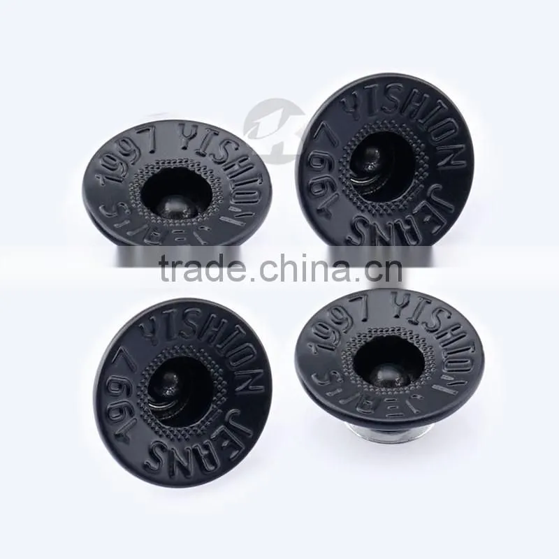 Custom Made Embossed Metal Shank Brass Black Button With Logo