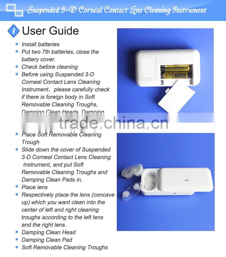 Auto Suspended 3D Corneal contact lens cleaner WEB design Available lens protected