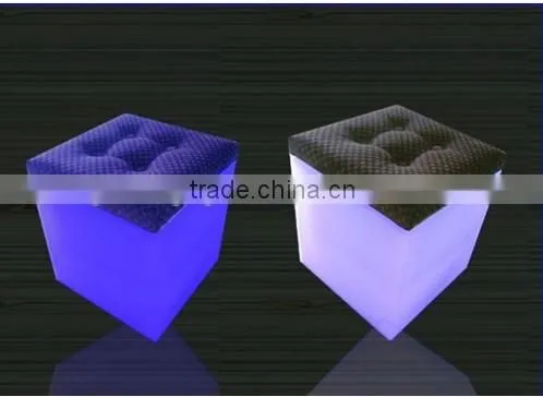 RGB illuminated LED light cube / rechargable outdoor and indoor LED cube seat with cushion