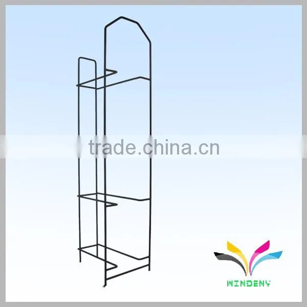 Magazine holder floor stand 1 shelf white wire counter display rack