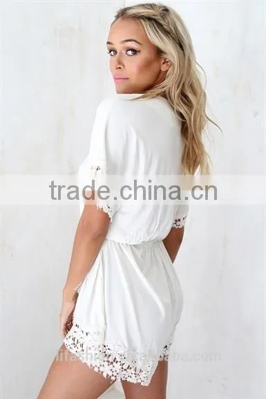 chic Cream Lily Playsuit custom printing one piece jumpsuit sex jumpsuit