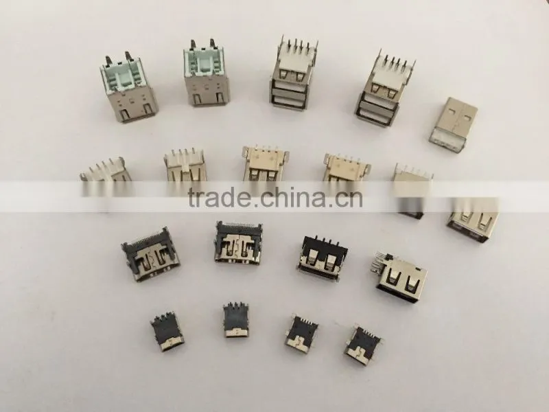 90 degree PCB type female USB connector