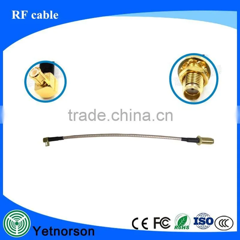 RF Cable with SMA female to MCX right angle male and RG178 cable