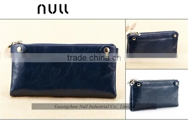 Professional supplier double zipper cheap leather purse for lady