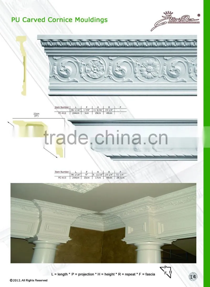 2016 Polystyrene High Quality beautiful PU decorative corbel eps cornice moulding