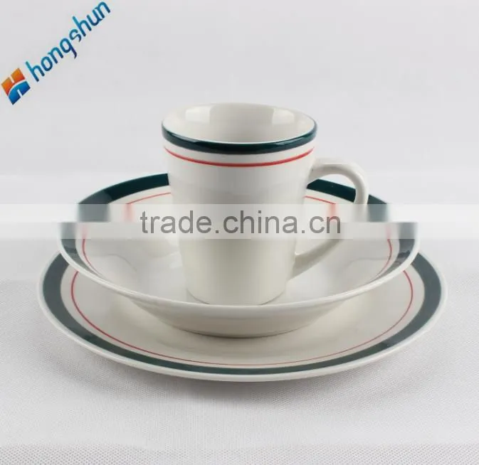 High grade dinner set porcelain crockery items with color band
