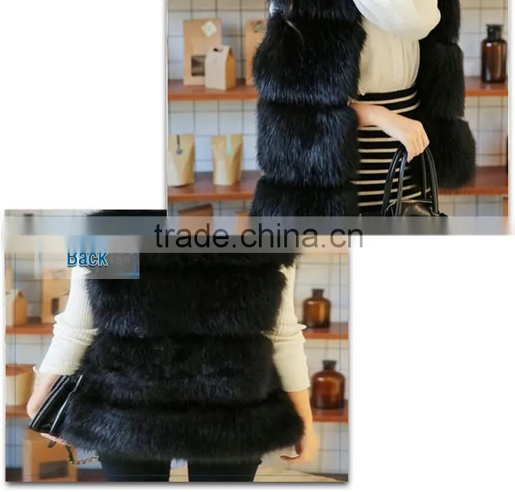 simple design luxury ladies clothes imitation fur winter vest