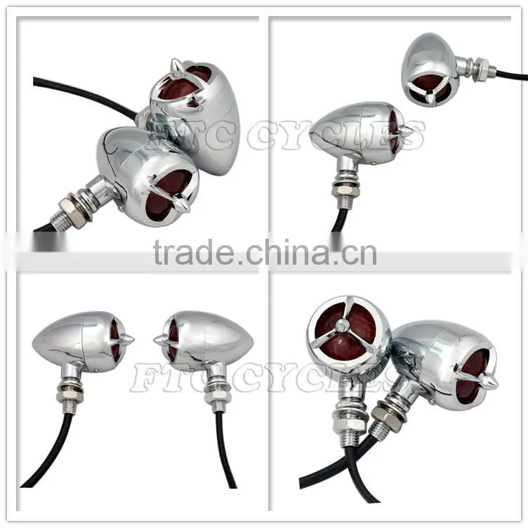 Red Lens Tribar Motorcycle Turn Signals Vintage Indicator for Kawasaki Lighting
