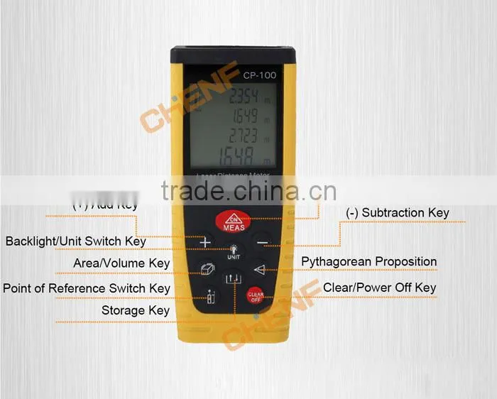 Newest Design Portable Digital LCD Retail package Yellow / Blue 100m(328ft) Laser Range Finder Rangefinder