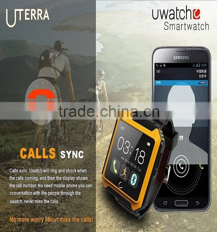 Waterproof Watch U TERRA smartwatch WristWatch Pedometer Calls Compass IPS Screen Ip68 For Android iPhone Samsung S5 Note 4 U8