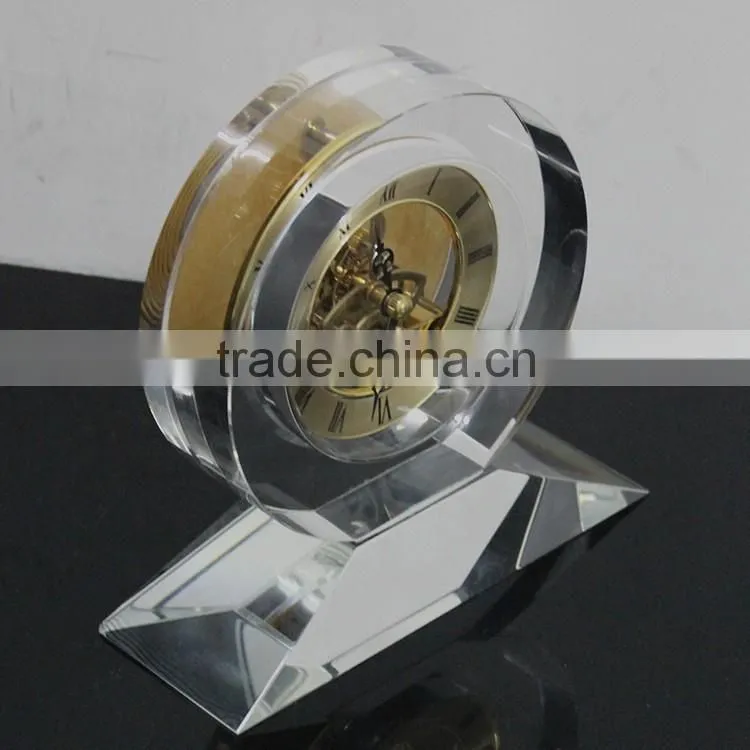 2016 round crystal glass travel wall alarm clock for sale