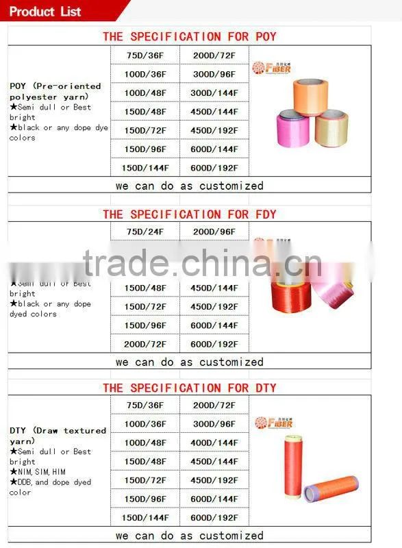 polyester yarn factory and polyester yarn export in china