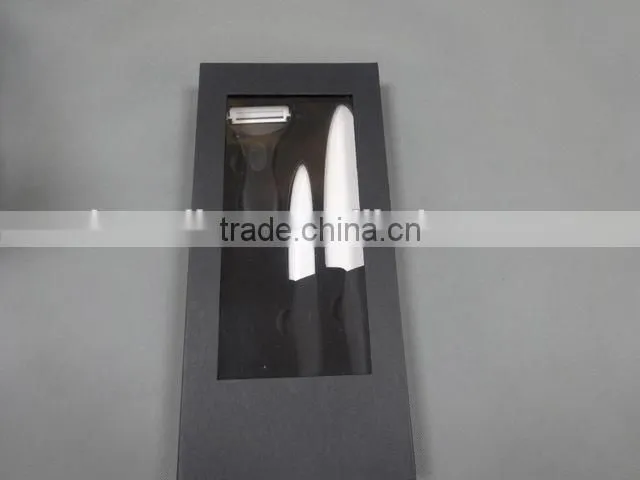Ceramic Knife with a Peeler in Black Window Box packaging