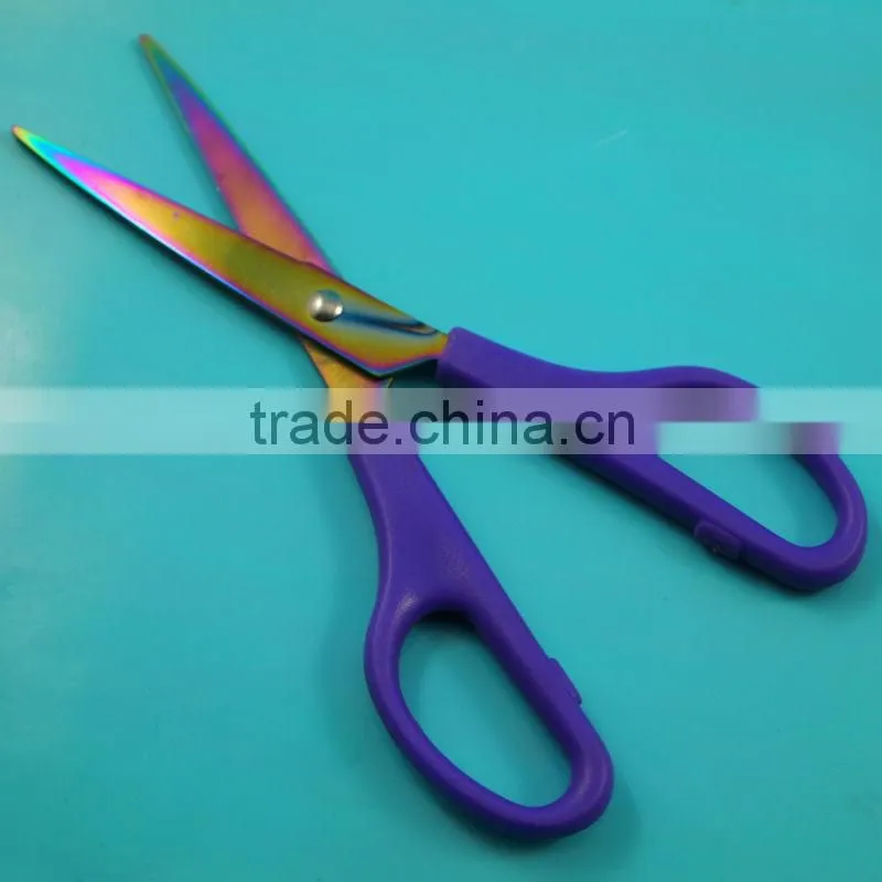 Colored plated plastic handle kitchen scissor