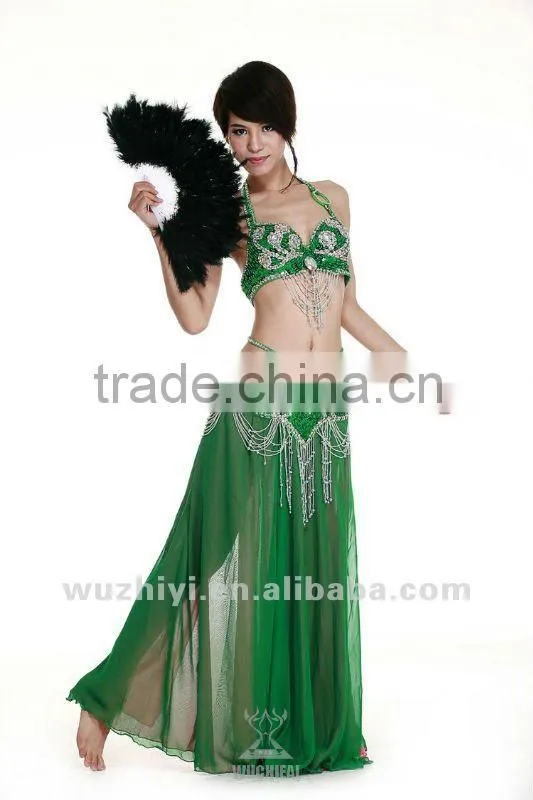 Belly Dance Accessories, Black Belly Dance Turkey Feather Fan for Belly Dancer DJ1029